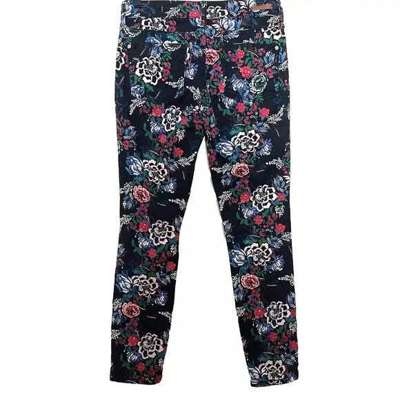 Anthropologie Pilcro Floral Mid Rise Skinny Jeans 27 Stretch Denim Cottagecore - Picture 3 of 10